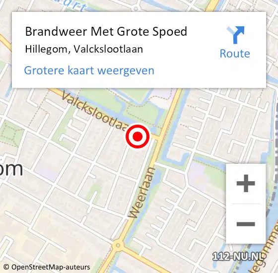 Locatie op kaart van de 112 melding: Brandweer Met Grote Spoed Naar Hillegom, Valckslootlaan op 6 november 2013 17:41