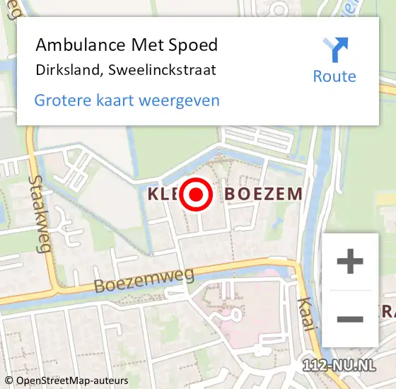 Locatie op kaart van de 112 melding: Ambulance Met Spoed Naar Dirksland, Sweelinckstraat op 4 mei 2015 08:30