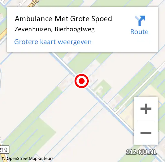 Locatie op kaart van de 112 melding: Ambulance Met Grote Spoed Naar Zevenhuizen, Bierhoogtweg op 4 mei 2015 09:31