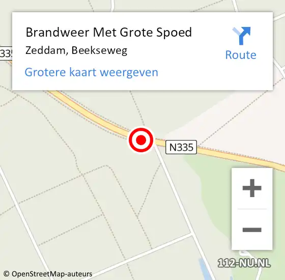 Locatie op kaart van de 112 melding: Brandweer Met Grote Spoed Naar Zeddam, Beekseweg op 4 mei 2015 10:07