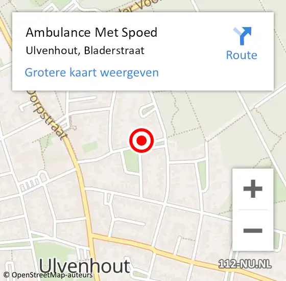 Locatie op kaart van de 112 melding: Ambulance Met Spoed Naar Ulvenhout, Bladerstraat op 4 mei 2015 10:48