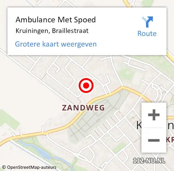 Locatie op kaart van de 112 melding: Ambulance Met Spoed Naar Kruiningen, Braillestraat op 4 mei 2015 11:06