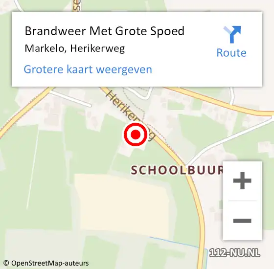 Locatie op kaart van de 112 melding: Brandweer Met Grote Spoed Naar Markelo, Herikerweg op 4 mei 2015 11:40