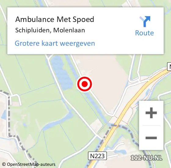 Locatie op kaart van de 112 melding: Ambulance Met Spoed Naar Schipluiden, Molenlaan op 4 mei 2015 11:53