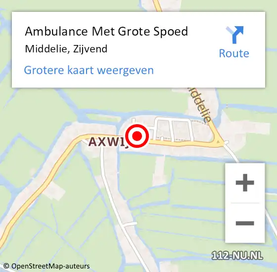 Locatie op kaart van de 112 melding: Ambulance Met Grote Spoed Naar Middelie, Zijvend op 4 mei 2015 12:08