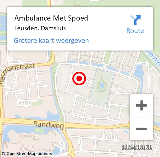 Locatie op kaart van de 112 melding: Ambulance Met Spoed Naar Leusden, Damsluis op 4 mei 2015 12:36