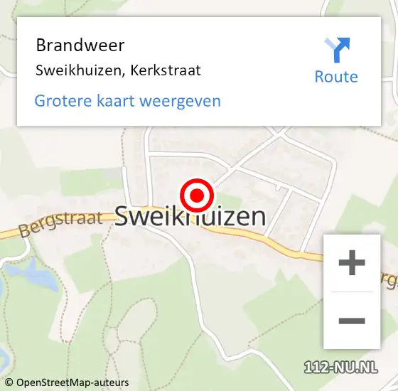 Locatie op kaart van de 112 melding: Brandweer Sweikhuizen, Kerkstraat op 4 mei 2015 13:13