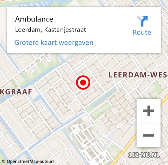 Locatie op kaart van de 112 melding: Ambulance Leerdam, Kastanjestraat op 4 mei 2015 14:00