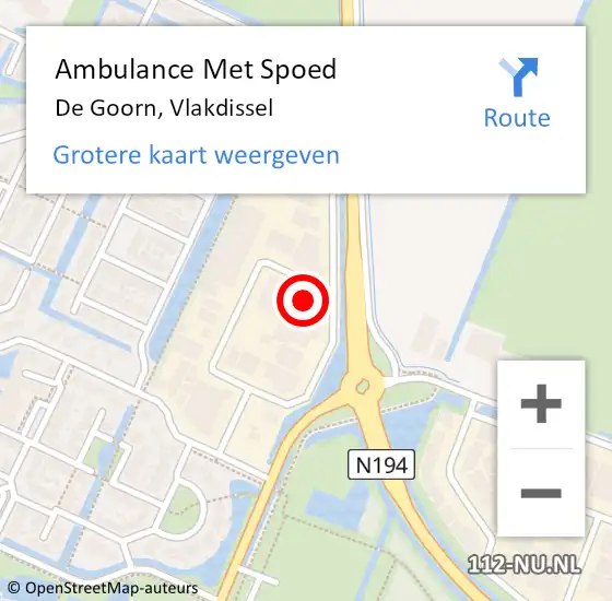 Locatie op kaart van de 112 melding: Ambulance Met Spoed Naar De Goorn, Vlakdissel op 4 mei 2015 15:06