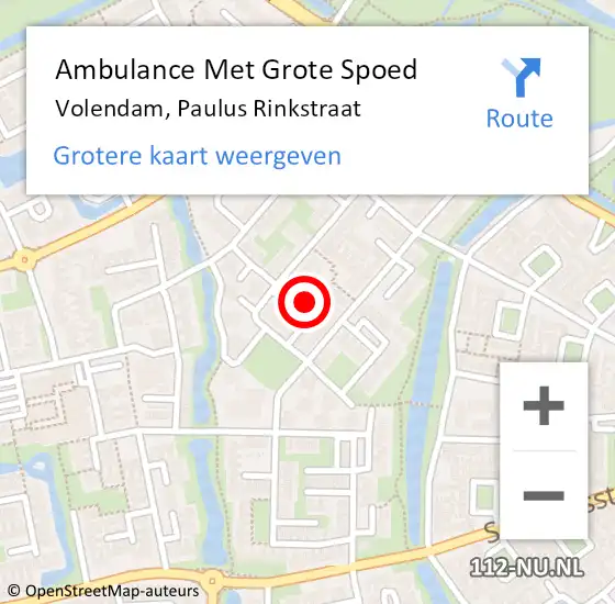 Locatie op kaart van de 112 melding: Ambulance Met Grote Spoed Naar Volendam, Paulus Rinkstraat op 4 mei 2015 15:41