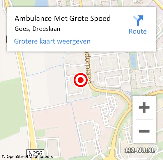 Locatie op kaart van de 112 melding: Ambulance Met Grote Spoed Naar Goes, Dreeslaan op 4 mei 2015 15:42