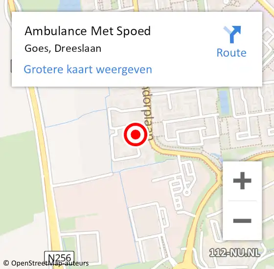 Locatie op kaart van de 112 melding: Ambulance Met Spoed Naar Goes, Dreeslaan op 4 mei 2015 15:52