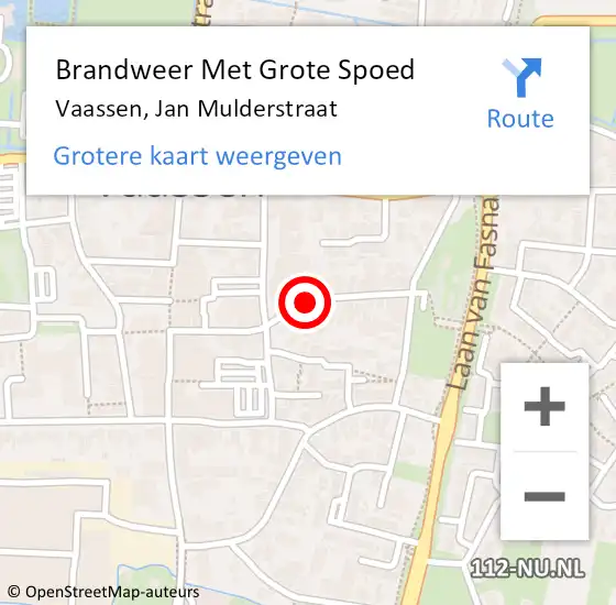 Locatie op kaart van de 112 melding: Brandweer Met Grote Spoed Naar Vaassen, Jan Mulderstraat op 4 mei 2015 17:05