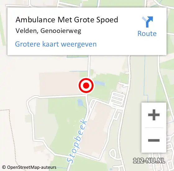 Locatie op kaart van de 112 melding: Ambulance Met Grote Spoed Naar Velden, Genooierweg op 4 mei 2015 17:09