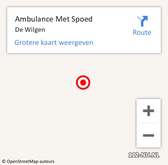 Locatie op kaart van de 112 melding: Ambulance Met Spoed Naar De Wilgen op 4 mei 2015 17:35