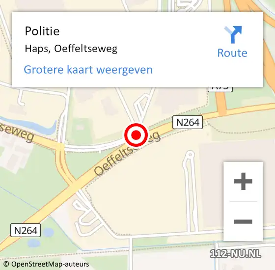 Locatie op kaart van de 112 melding: Politie Haps, Oeffeltseweg op 4 mei 2015 17:46