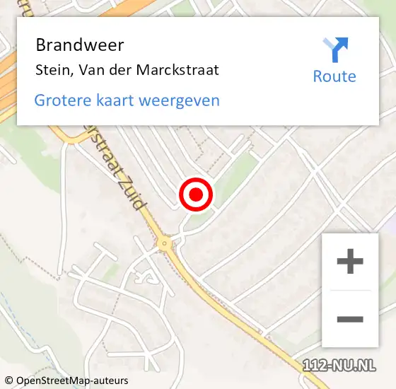 Locatie op kaart van de 112 melding: Brandweer Stein, Van der Marckstraat op 4 mei 2015 18:02