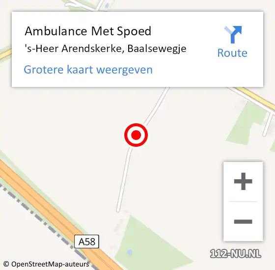 Locatie op kaart van de 112 melding: Ambulance Met Spoed Naar 's-Heer Arendskerke, Baalsewegje op 4 mei 2015 18:06