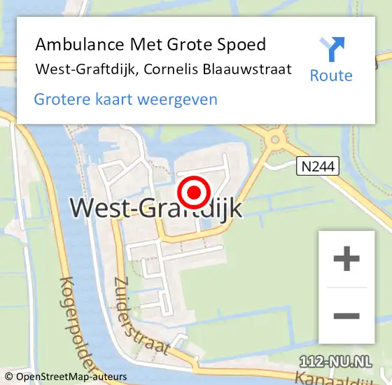 Locatie op kaart van de 112 melding: Ambulance Met Grote Spoed Naar West-Graftdijk, Cornelis Blaauwstraat op 4 mei 2015 19:10