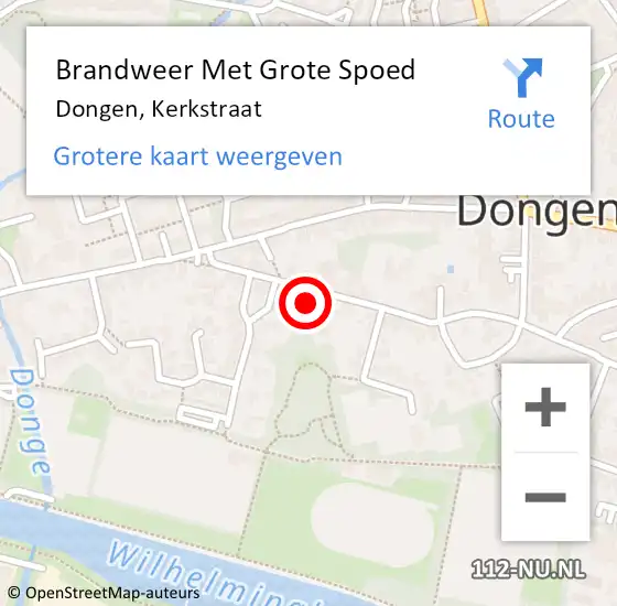 Locatie op kaart van de 112 melding: Brandweer Met Grote Spoed Naar Dongen, Kerkstraat op 4 mei 2015 19:25