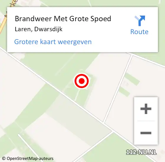 Locatie op kaart van de 112 melding: Brandweer Met Grote Spoed Naar Laren, Dwarsdijk op 4 mei 2015 20:41