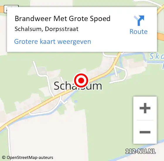 Locatie op kaart van de 112 melding: Brandweer Met Grote Spoed Naar Schalsum, Dorpsstraat op 4 mei 2015 21:39