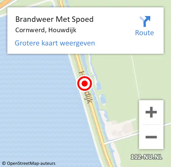 Locatie op kaart van de 112 melding: Brandweer Met Spoed Naar Cornwerd, Houwdijk op 4 mei 2015 22:23