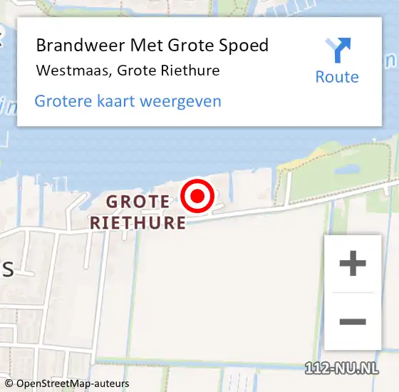 Locatie op kaart van de 112 melding: Brandweer Met Grote Spoed Naar Westmaas, Grote Riethure op 4 mei 2015 22:39