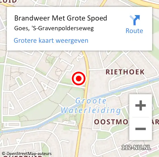 Locatie op kaart van de 112 melding: Brandweer Met Grote Spoed Naar Goes, 'S-Gravenpolderseweg op 4 mei 2015 23:04