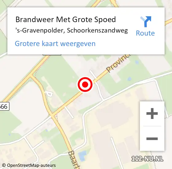 Locatie op kaart van de 112 melding: Brandweer Met Grote Spoed Naar 's-Gravenpolder, Schoorkenszandweg op 6 november 2013 19:09