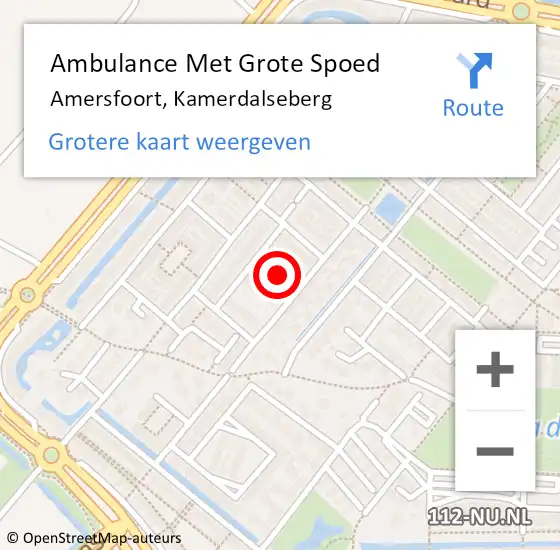 Locatie op kaart van de 112 melding: Ambulance Met Grote Spoed Naar Amersfoort, Kamerdalseberg op 4 mei 2015 23:52