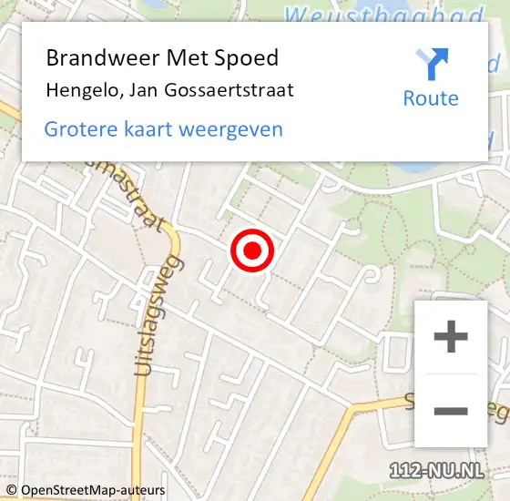 Locatie op kaart van de 112 melding: Brandweer Met Spoed Naar Hengelo, Jan Gossaertstraat op 5 mei 2015 00:10