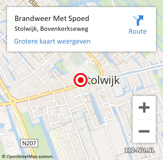 Locatie op kaart van de 112 melding: Brandweer Met Spoed Naar Stolwijk, Bovenkerkseweg op 5 mei 2015 02:07