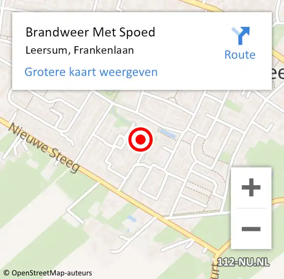 Locatie op kaart van de 112 melding: Brandweer Met Spoed Naar Leersum, Frankenlaan op 5 mei 2015 07:35