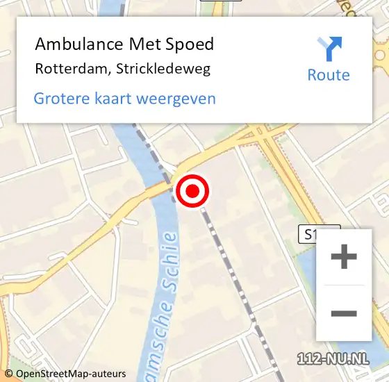 Locatie op kaart van de 112 melding: Ambulance Met Spoed Naar Rotterdam, Strickledeweg op 5 mei 2015 07:37