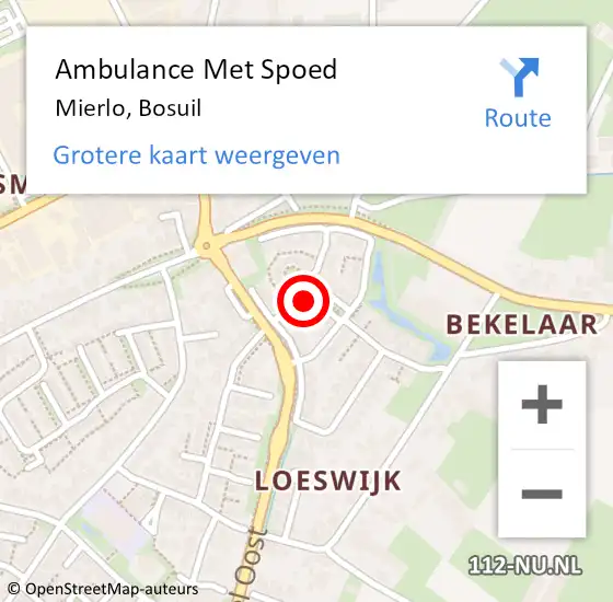 Locatie op kaart van de 112 melding: Ambulance Met Spoed Naar Mierlo, Bosuil op 5 mei 2015 08:02