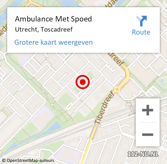 Locatie op kaart van de 112 melding: Ambulance Met Spoed Naar Utrecht, Toscadreef op 5 mei 2015 08:08