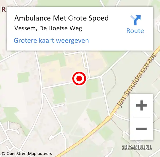 Locatie op kaart van de 112 melding: Ambulance Met Grote Spoed Naar Vessem, De Hoefse Weg op 5 mei 2015 08:56