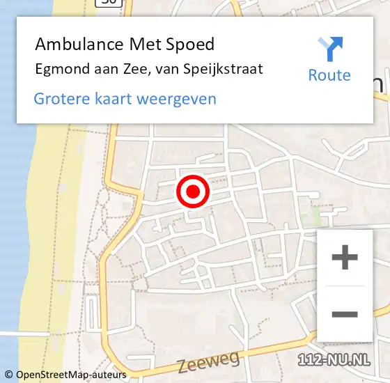 Locatie op kaart van de 112 melding: Ambulance Met Spoed Naar Egmond aan Zee, van Speijkstraat op 5 mei 2015 09:04