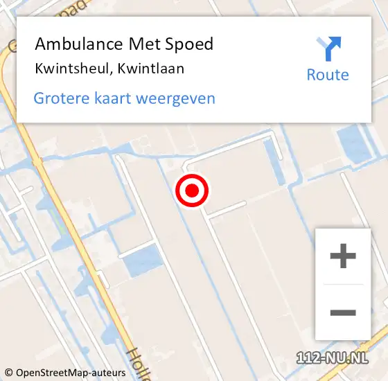 Locatie op kaart van de 112 melding: Ambulance Met Spoed Naar Kwintsheul, Kwintlaan op 5 mei 2015 09:12
