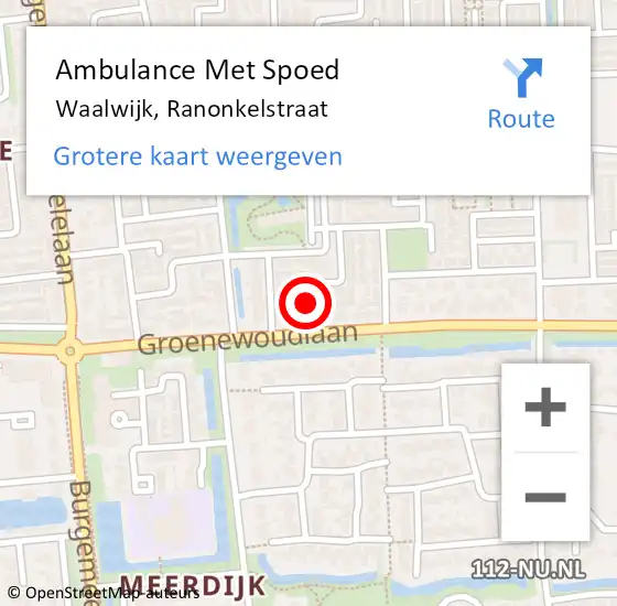 Locatie op kaart van de 112 melding: Ambulance Met Spoed Naar Waalwijk, Ranonkelstraat op 5 mei 2015 10:34