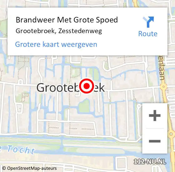 Locatie op kaart van de 112 melding: Brandweer Met Grote Spoed Naar Grootebroek, Zesstedenweg op 6 november 2013 19:52