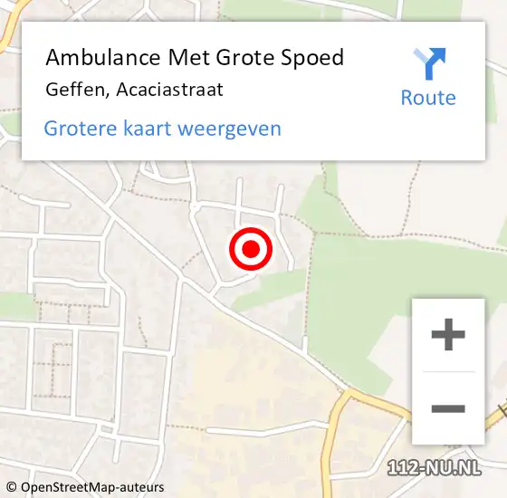 Locatie op kaart van de 112 melding: Ambulance Met Grote Spoed Naar Geffen, Acaciastraat op 5 mei 2015 10:40