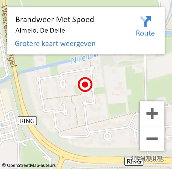 Locatie op kaart van de 112 melding: Brandweer Met Spoed Naar Almelo, De Delle op 5 mei 2015 11:16