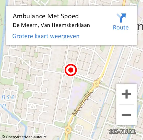 Locatie op kaart van de 112 melding: Ambulance Met Spoed Naar De Meern, Van Heemskerklaan op 5 mei 2015 11:22