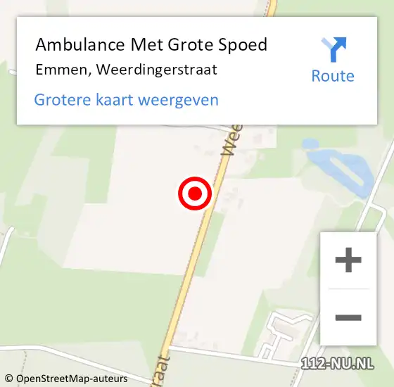 Locatie op kaart van de 112 melding: Ambulance Met Grote Spoed Naar Emmen, Weerdingerstraat op 5 mei 2015 11:37