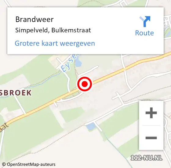 Locatie op kaart van de 112 melding: Brandweer Simpelveld, Bulkemstraat op 5 mei 2015 12:49