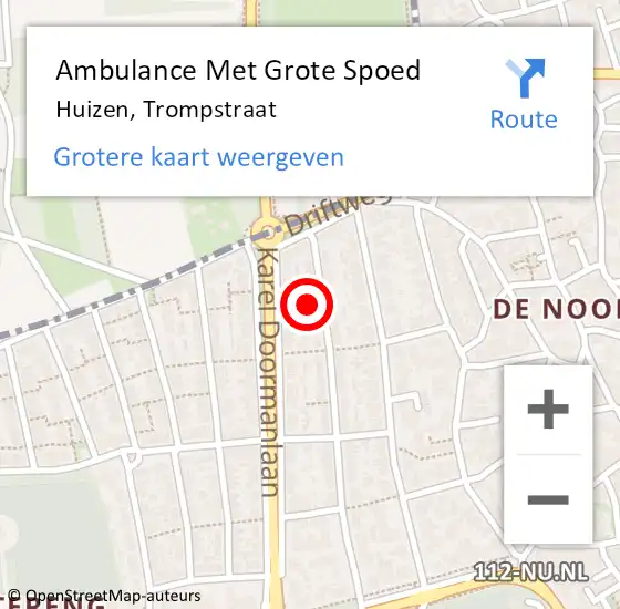 Locatie op kaart van de 112 melding: Ambulance Met Grote Spoed Naar Huizen, Trompstraat op 5 mei 2015 12:58