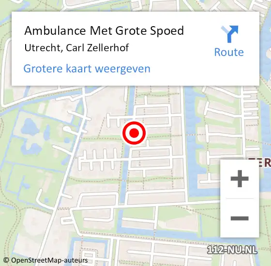 Locatie op kaart van de 112 melding: Ambulance Met Grote Spoed Naar Utrecht, Carl Zellerhof op 5 mei 2015 13:33