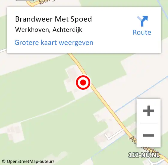 Locatie op kaart van de 112 melding: Brandweer Met Spoed Naar Werkhoven, Achterdijk op 5 mei 2015 13:41